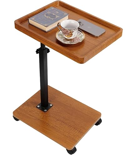 Amazon｜キャスター付きサイドテーブル 高さ調節 ウオールナット TX